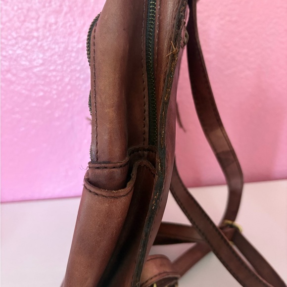 Patricia Nash Brown Leather Backpack with Map Print - Picture 8 of 12